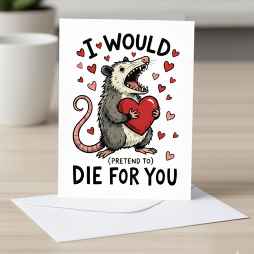 🖤 Opossum Valentine Card